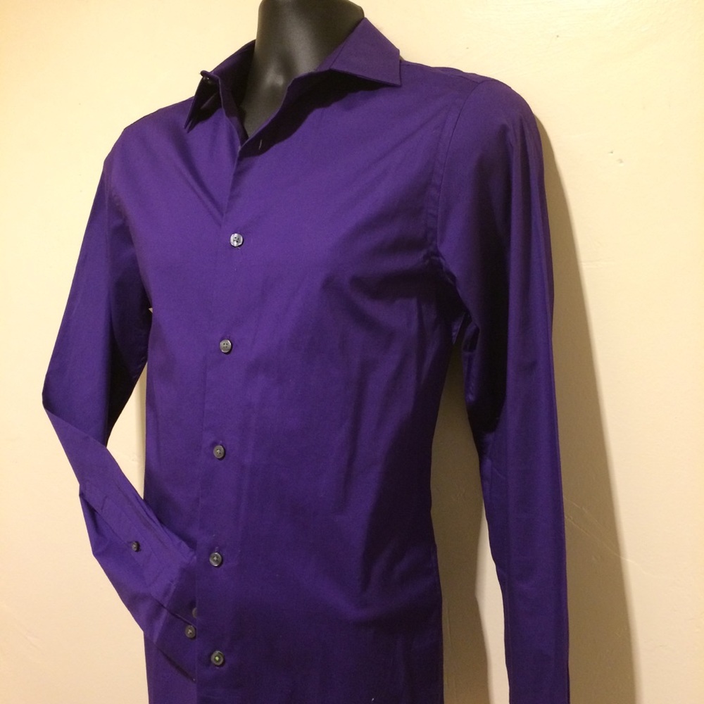 APT 9 Purple Slim Fit Dress Shirt 14 1/2
